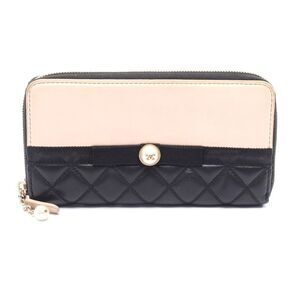 Chanel Lambskin Matelasse Long Wallet Black/Pink